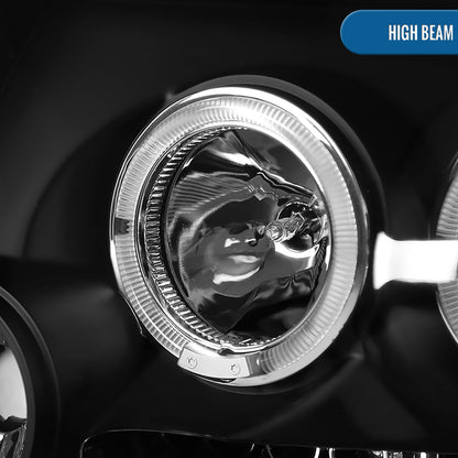 Ronnin - Fits 2004-2008 Ford F150 Lincoln Mark LT LED Dual Rims Projector Headlights Assembly Pair | Black