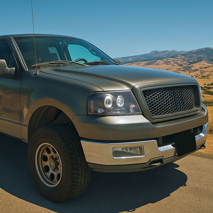 Ronnin - Fits 2004-2008 Ford F150 Lincoln Mark LT LED Dual Rims Projector Headlights Assembly Pair | Black