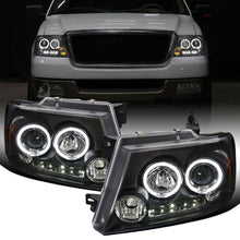 2004-2008 Ford F150 Lincoln Mark LT LED Dual Rims Projector Headlights Assembly Pair | Black
