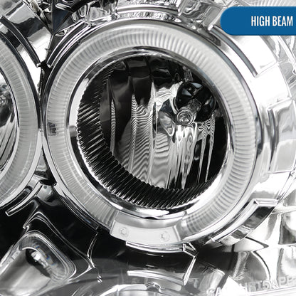 2009-2014 Ford F150 Upgraded Replacement LED Dual Rims Projector Halogen Headlights Assembly Pair | Chrome