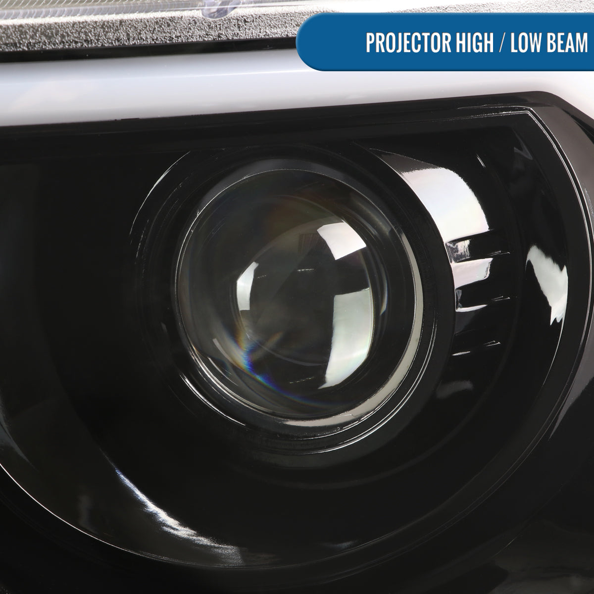 Ronnin - Fits 2009-2014 Ford F150 Pickup Truck Upgraded Replacement LED Tubes Projector Halogen Headlights Assembly Pair | Gloss Black