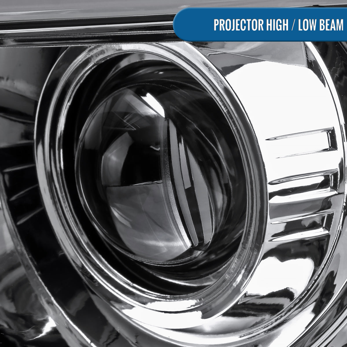 Ronnin - Fits 2009-2014 Ford F150 Pickup Truck Upgraded Replacement LED Tubes Projector Halogen Headlights Assembly Pair  | Chrome