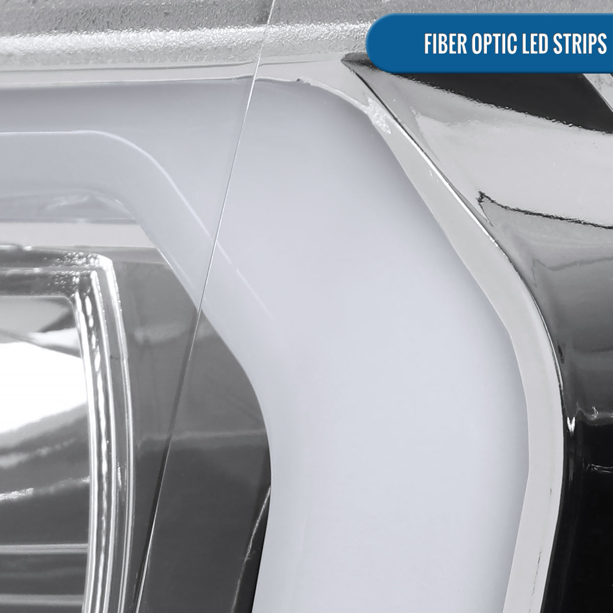 Ronnin - Fits 2009-2014 Ford F150 Pickup Truck Upgraded Replacement LED Tubes Projector Halogen Headlights Assembly Pair  | Chrome