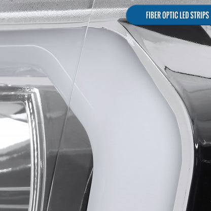 Ronnin - Fits 2009-2014 Ford F150 Pickup Truck Upgraded Replacement LED Tubes Projector Halogen Headlights Assembly Pair  | Chrome