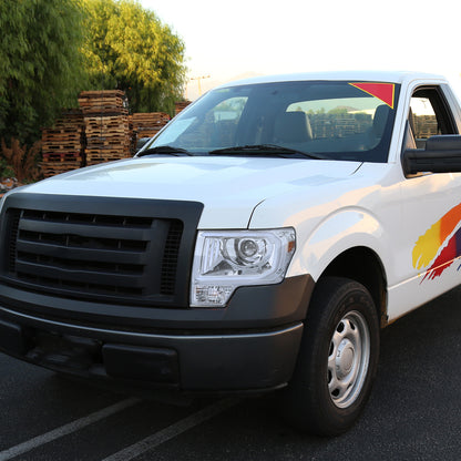 Ronnin - Fits 2009-2014 Ford F150 Pickup Truck Upgraded Replacement LED Tubes Projector Halogen Headlights Assembly Pair  | Chrome