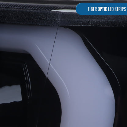 Ronnin - Fits 2009-2014 Ford F150 Pickup Truck Upgraded Replacement LED Tubes Projector Halogen Headlights Assembly Pair | Black Smoke