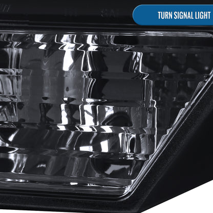 Ronnin - Fits 2009-2014 Ford F150 Pickup Truck Upgraded Replacement LED Tubes Projector Halogen Headlights Assembly Pair | Black Smoke