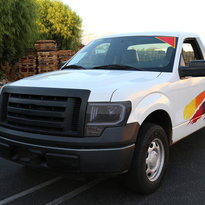 Ronnin - Fits 2009-2014 Ford F150 Pickup Truck Upgraded Replacement LED Tubes Projector Halogen Headlights Assembly Pair | Black Smoke