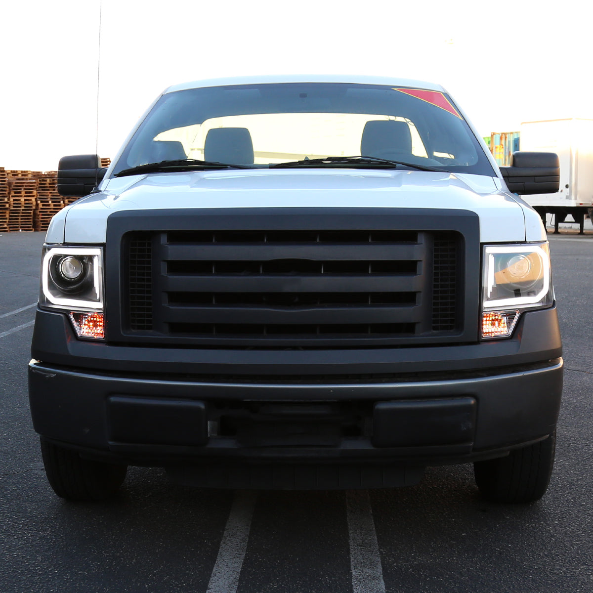 Ronnin - Fits 2009-2014 Ford F150 Pickup Truck Upgraded Replacement LED Tubes Projector Halogen Headlights Assembly Pair | Black