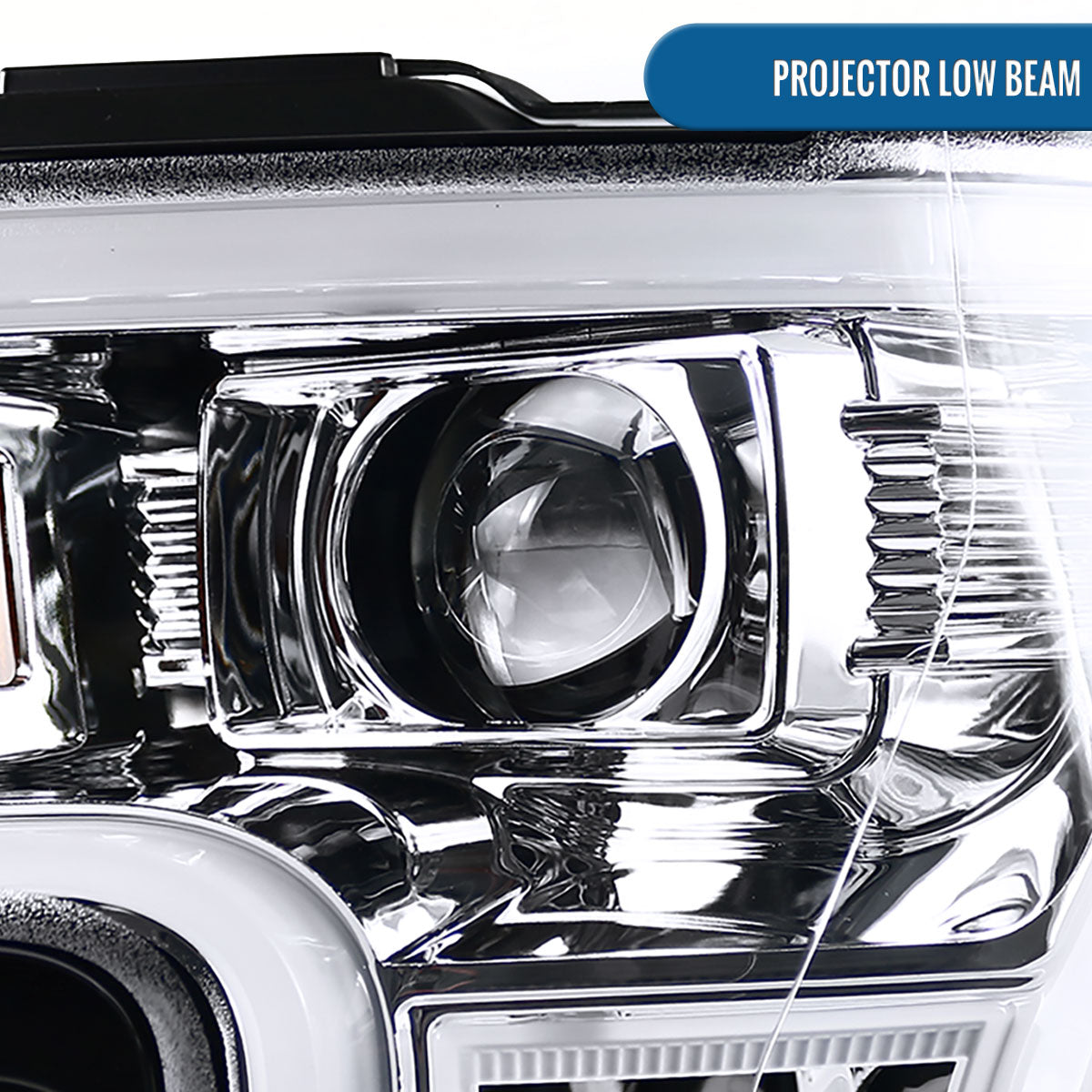 Ronnin - Fits 2015-2017 Ford F150 Upgraded Replacement LED Projector Headlights Assembly Pair | Chrome