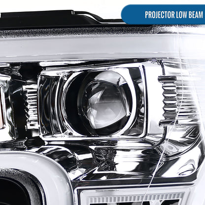 Ronnin - Fits 2015-2017 Ford F150 Upgraded Replacement LED Projector Headlights Assembly Pair | Chrome