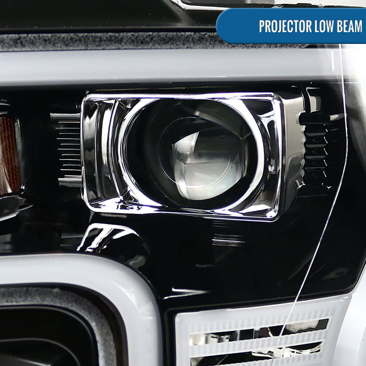 Ronnin - Fits 2015-2017 Ford F150 Upgraded Replacement LED Projector Headlights Assembly Pair | Gloss Black