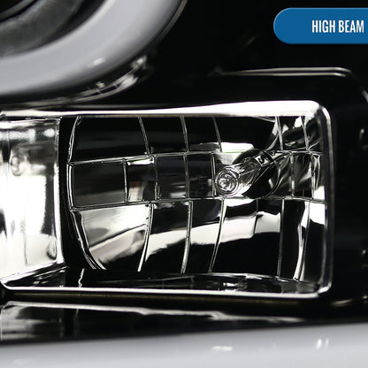 Ronnin - Fits 2015-2017 Ford F150 Upgraded Replacement LED Projector Headlights Assembly Pair | Gloss Black