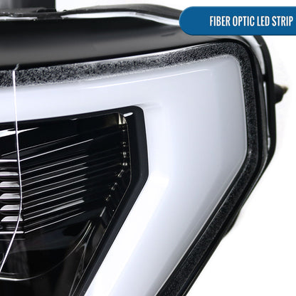 Ronnin - Fits 2015-2017 Ford F150 Upgraded Replacement LED Projector Headlights Assembly Pair | Gloss Black