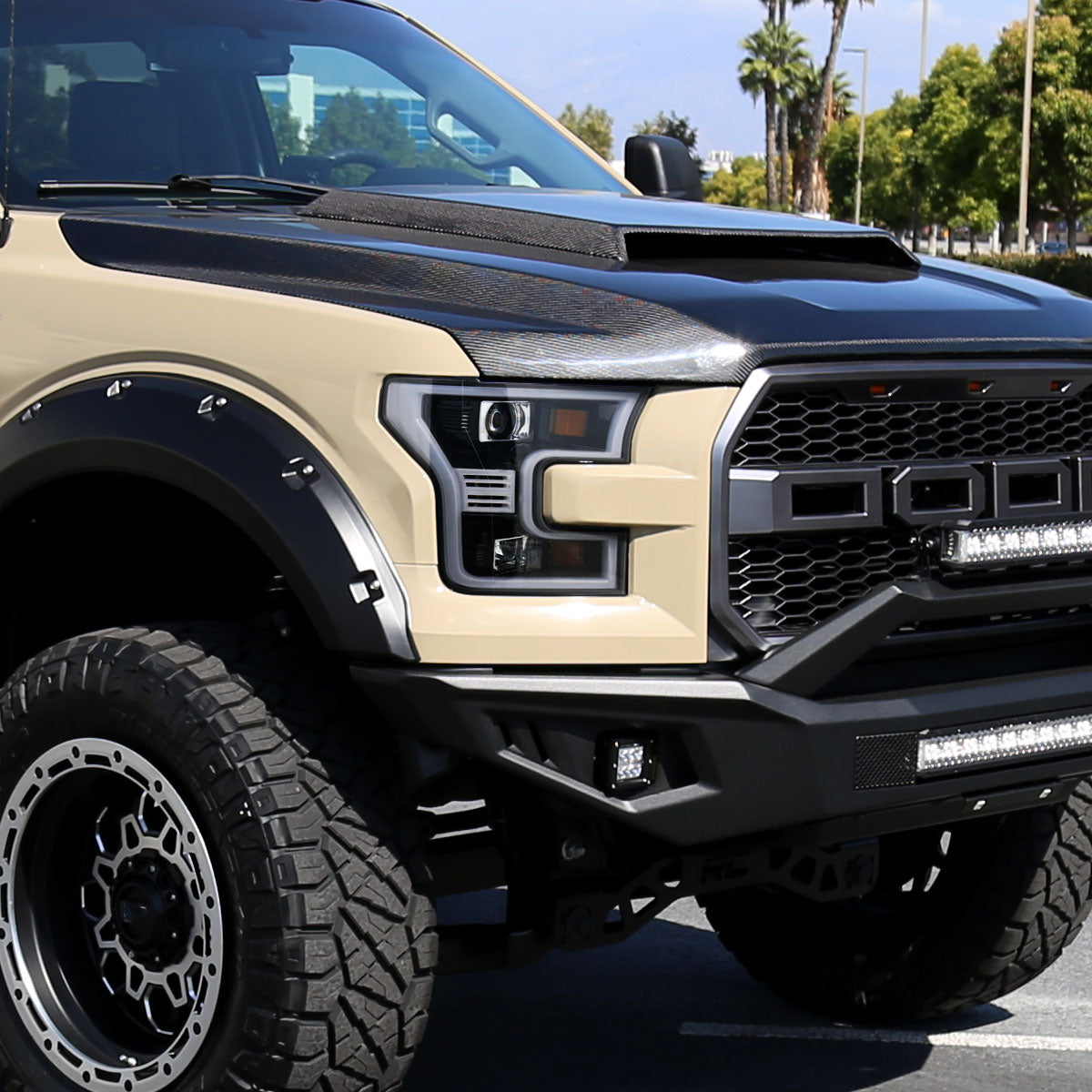 Ronnin - Fits 2015-2017 Ford F150 Upgraded Replacement LED Projector Headlights Assembly Pair | Gloss Black