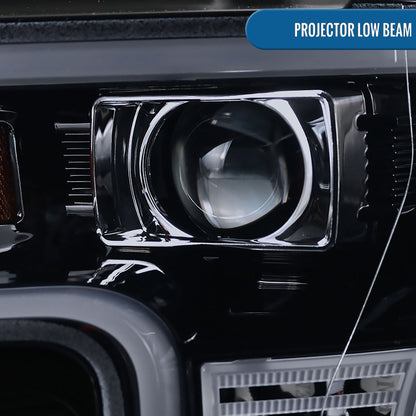 Ronnin - Fits 2015-2017 Ford F150 Upgraded Replacement LED Projector Headlights Assembly Pair | Black Smoke