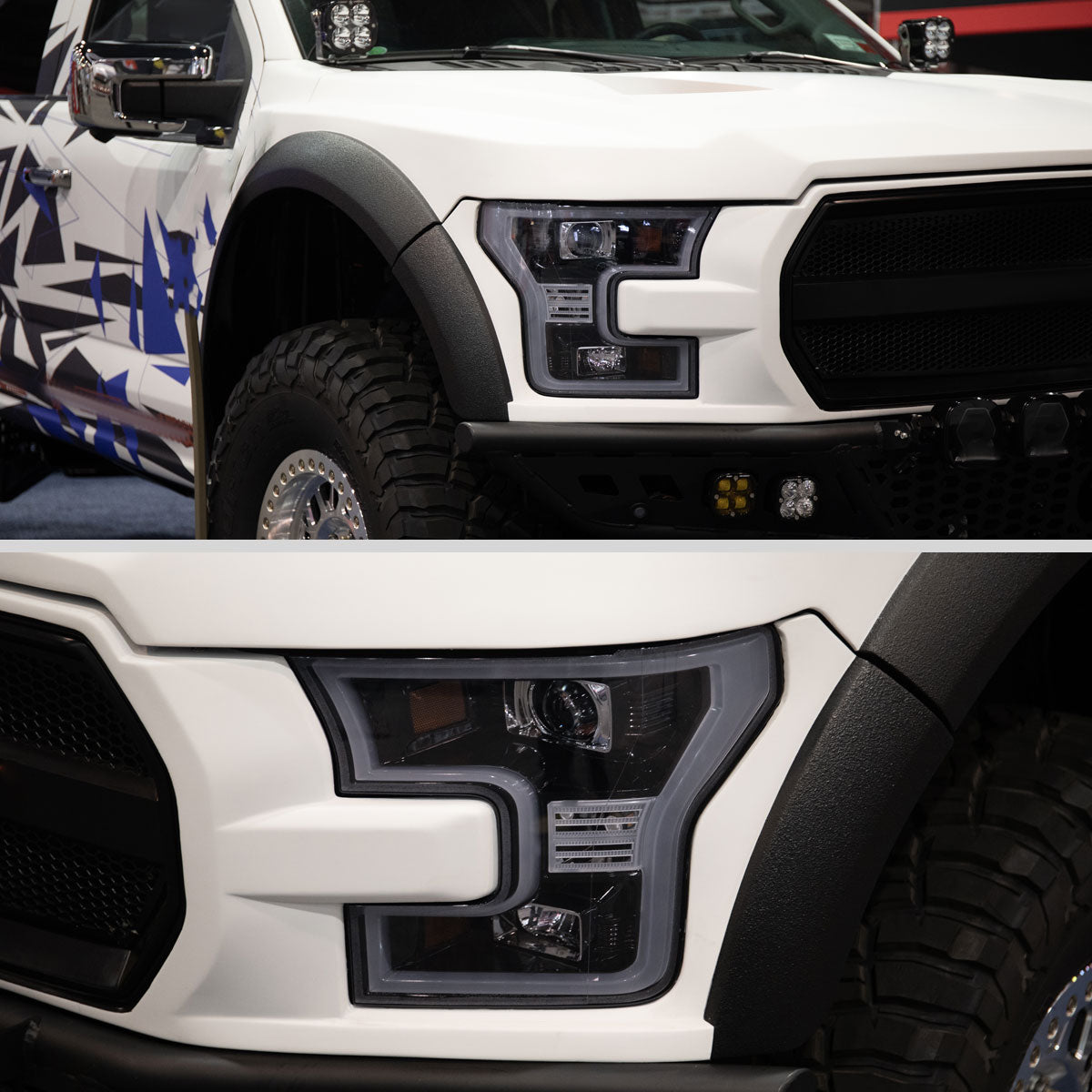 Ronnin - Fits 2015-2017 Ford F150 Upgraded Replacement LED Projector Headlights Assembly Pair | Black Smoke