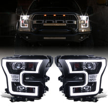 Ronnin - Fits 2015-2017 Ford F150 Upgraded Replacement LED Projector Headlights Assembly Pair | Black Smoke