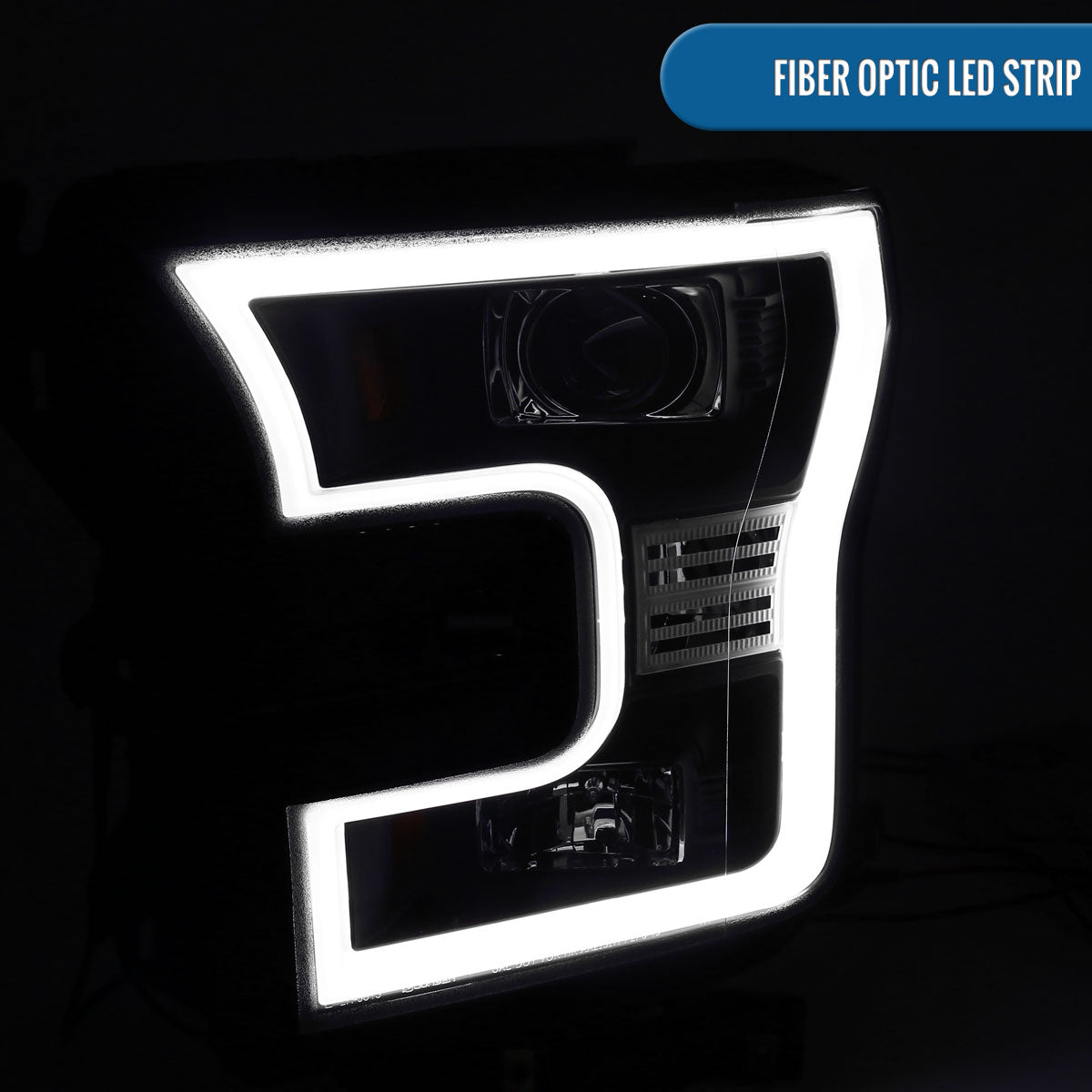 Ronnin - Fits 2015-2017 Ford F150 Upgraded Replacement LED Projector Headlights Assembly Pair | Black