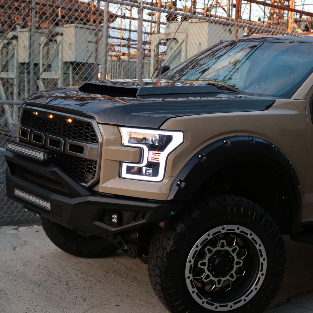 Ronnin - Fits 2015-2017 Ford F150 Upgraded Replacement LED Projector Headlights Assembly Pair | Black