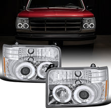 Ronnin - Compatible con Ford F150 F250 F350 Bronco de 1992-1996, faros delanteros con proyector LED de doble aro de repuesto y mejora, par | Cromado