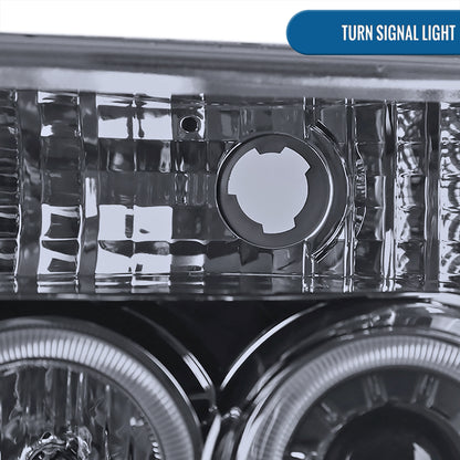 Ronnin - Fits 1992-1996 Ford F150 F250 F350 Bronco Upgrade Replacement LED Dual Rims Projector Headlights Assembly Pair | Black Smoke