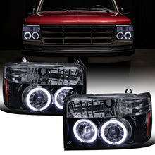 Ronnin - Fits 1992-1996 Ford F150 F250 F350 Bronco Upgrade Replacement LED Dual Rims Projector Headlights Assembly Pair | Black Smoke