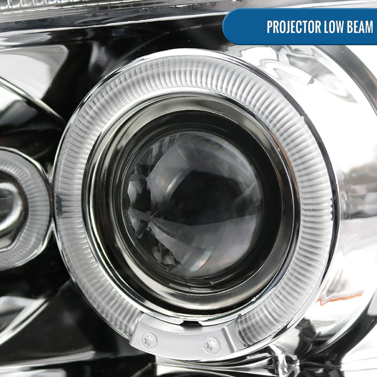 Ronnin - Fits 1997-2004 Ford F150 1997-2002 Ford Expedition Upgrade Replacement LED Dual Rims Projector Headlights Assembly Pair | Chrome