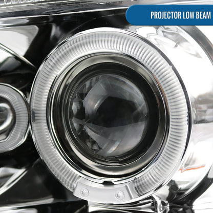 Ronnin - Fits 1997-2004 Ford F150 1997-2002 Ford Expedition Upgrade Replacement LED Dual Rims Projector Headlights Assembly Pair | Chrome