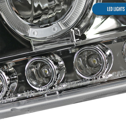 Ronnin - Fits 1997-2004 Ford F150 1997-2002 Ford Expedition Upgrade Replacement LED Dual Rims Projector Headlights Assembly Pair | Chrome
