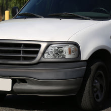 Ronnin - Fits 1997-2004 Ford F150 1997-2002 Ford Expedition Upgrade Replacement LED Dual Rims Projector Headlights Assembly Pair | Chrome