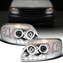 Ronnin - Fits 1997-2004 Ford F150 1997-2002 Ford Expedition Upgrade Replacement LED Dual Rims Projector Headlights Assembly Pair | Chrome