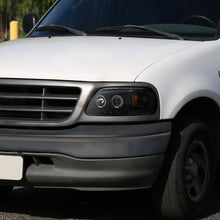 Ronnin - Fits 1997-2004 Ford F150 1997-2002 Ford Expedition Upgrade Replacement LED Dual Rims Projector Headlights Assembly Pair | Gloss Black