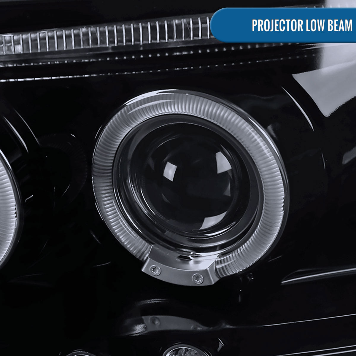 Ronnin - Fits 1997-2004 Ford F150 1997-2002 Ford Expedition Upgrade Replacement LED Dual Rims Projector Headlights Assembly Pair | Black Smoke