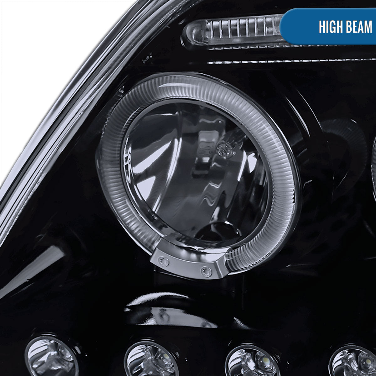 Ronnin - Fits 1997-2004 Ford F150 1997-2002 Ford Expedition Upgrade Replacement LED Dual Rims Projector Headlights Assembly Pair | Black Smoke