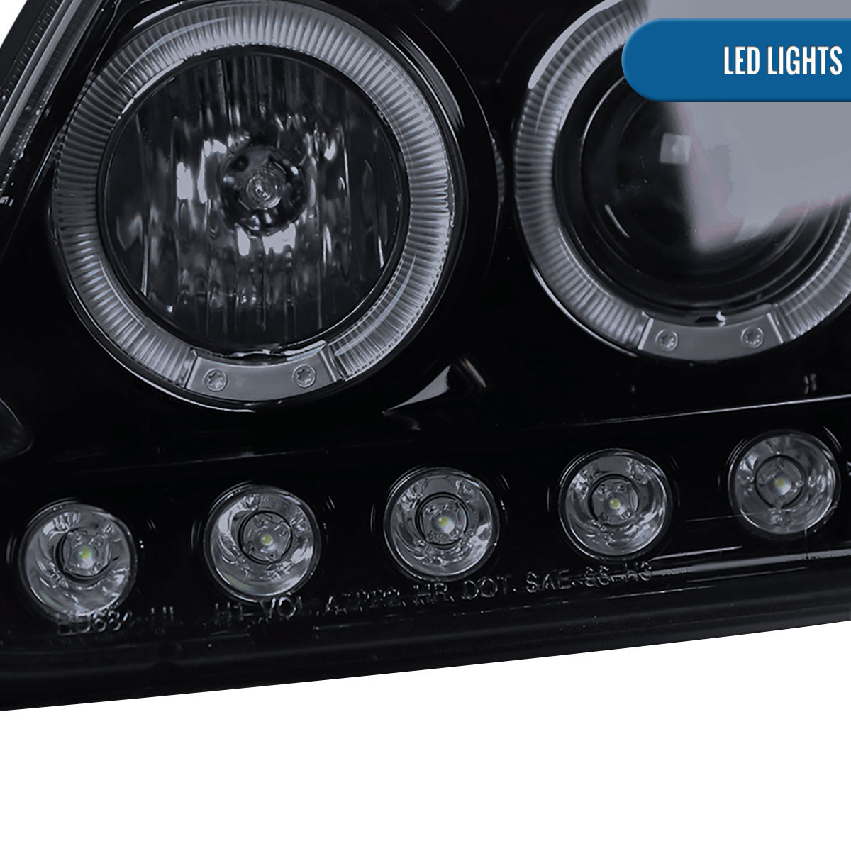 Ronnin - Fits 1997-2004 Ford F150 1997-2002 Ford Expedition Upgrade Replacement LED Dual Rims Projector Headlights Assembly Pair | Black Smoke
