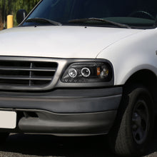 Ronnin - Fits 1997-2004 Ford F150 1997-2002 Ford Expedition Upgrade Replacement LED Dual Rims Projector Headlights Assembly Pair | Black