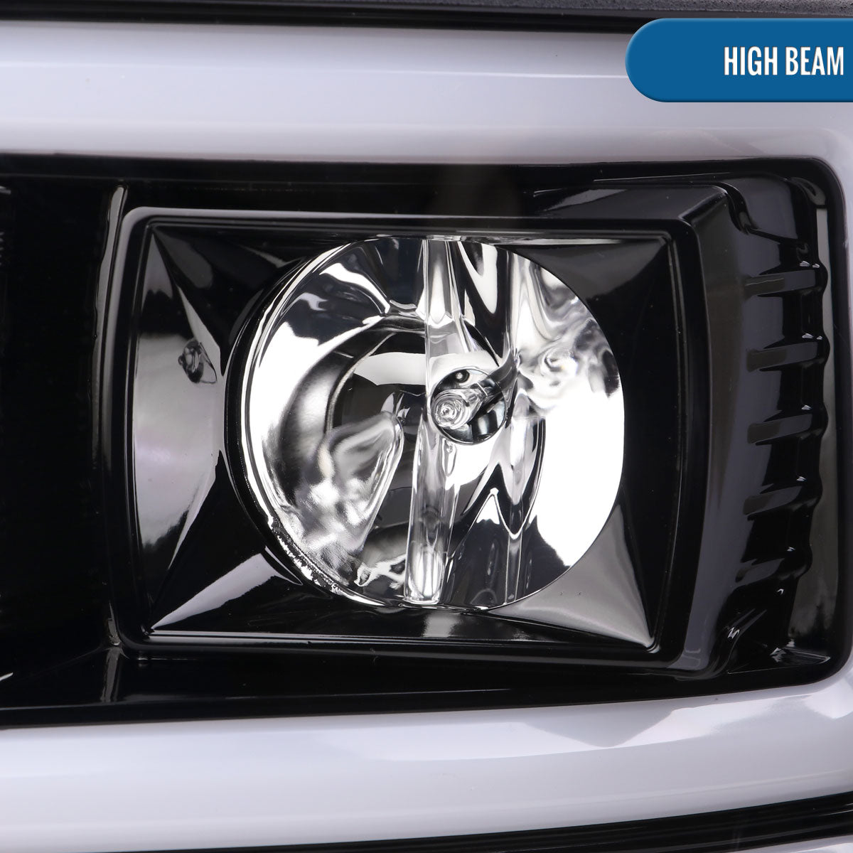 Ronnin - Fits 2008-2010 Ford F250 F350 F450 F550 Super Duty Upgraded LED Tube Switchback Sequential Turn Signals Projector Headlights Assembly Pair | Gloss Black