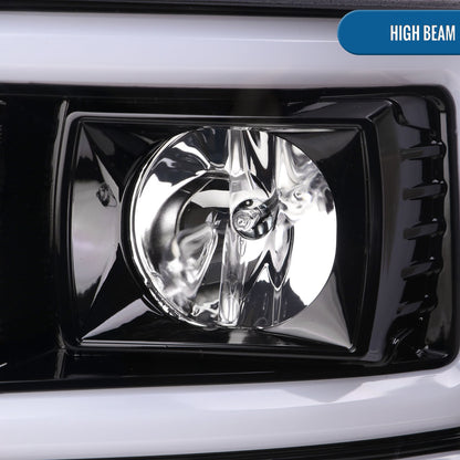 Ronnin - Fits 2008-2010 Ford F250 F350 F450 F550 Super Duty Upgraded LED Tube Switchback Sequential Turn Signals Projector Headlights Assembly Pair | Gloss Black