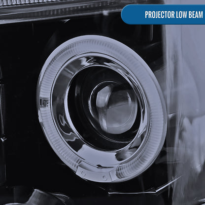 Ronnin - Compatible con Ford F250 F350 F450 F550 2008-2010 Proyectores LED de doble aro de repuesto mejorados para faros delanteros ensamblados (par) | Negro ahumado