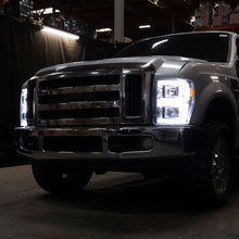 Ronnin - Fits 2008-2010 Ford F250 F350 F450 F550 Super Duty Upgraded LED Tube Switchback Sequential Turn Signals Projector Headlights Assembly Pair | Chrome