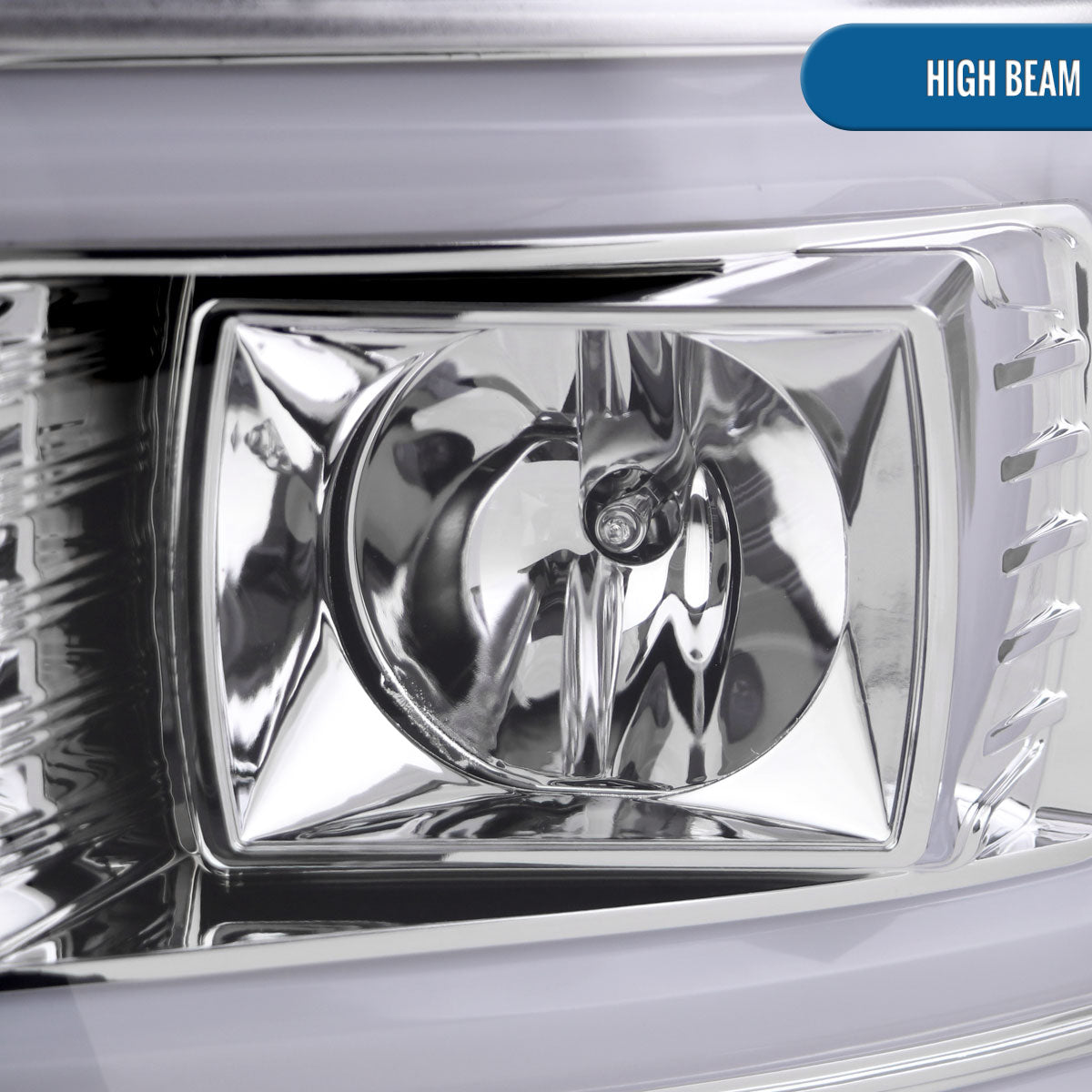 Ronnin - Fits 2008-2010 Ford F250 F350 F450 F550 Super Duty Upgraded LED Tube Switchback Sequential Turn Signals Projector Headlights Assembly Pair | Chrome