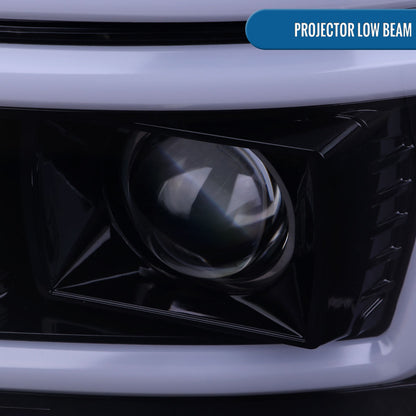 Ronnin - Fits 2008-2010 Ford F250 F350 F450 F550 Super Duty Upgraded LED Tube Switchback Sequential Turn Signals Projector Headlights Assembly Pair | Smoke