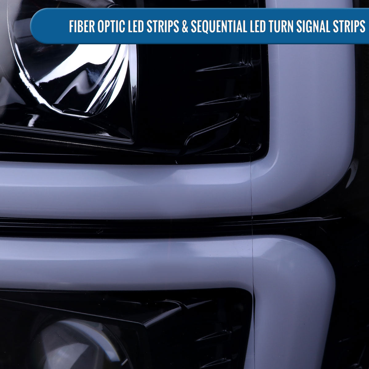 Ronnin - Fits 2008-2010 Ford F250 F350 F450 F550 Super Duty Upgraded LED Tube Switchback Sequential Turn Signals Projector Headlights Assembly Pair | Smoke