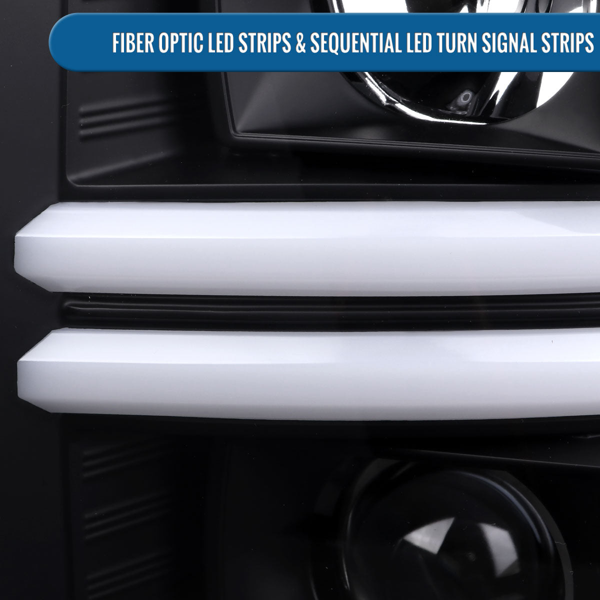 Ronnin - Fits 2008-2010 Ford F250 F350 F450 F550 Super Duty Upgraded LED Tube Switchback Sequential Turn Signals Projector Headlights Assembly Pair | Black