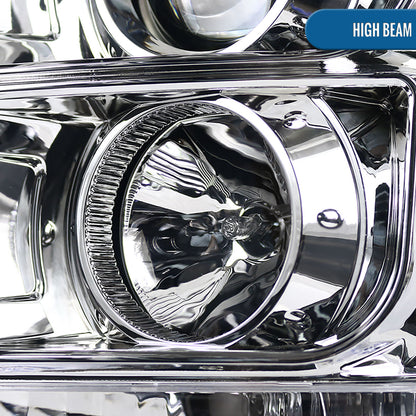 Ronnin - Fits 2011-2016 Ford F250 F350 F450 F550 Super Duty Upgraded Replacement LED Running Lights Projector Headlights Assembly Pair | Chrome