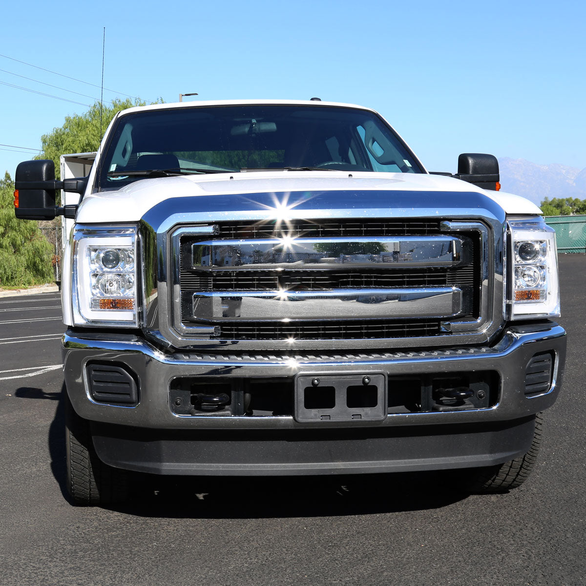 Ronnin - Fits 2011-2016 Ford F250 F350 F450 F550 Super Duty Upgraded Replacement LED Running Lights Projector Headlights Assembly Pair | Chrome