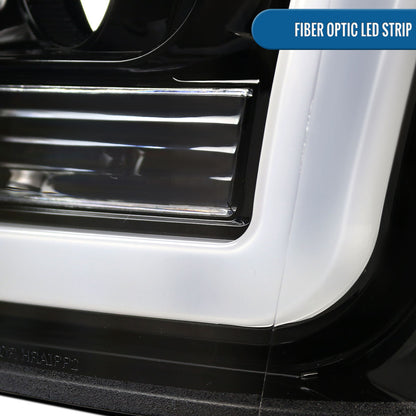 Ronnin - Fits 2011-2016 Ford F250 F350 F450 F550 Super Duty Upgraded Replacement LED Running Lights Projector Headlights Assembly Pair | Gloss Black