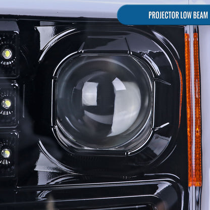 Ronnin - Fits 2017-2019 Ford F250 F350 F450 F550 Super Duty Halogen Projector Headlights Switchback LED Turn Signal Replacement Pair | Black Smoke