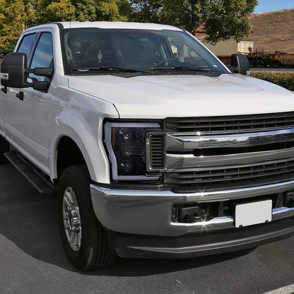 Ronnin - Fits 2017-2019 Ford F250 F350 F450 F550 Super Duty Halogen Projector Headlights Switchback LED Turn Signal Replacement Pair | Black Smoke